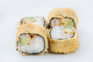 Fresh japanese sushi rolls isolated