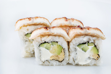 Fresh japanese sushi rolls isolated