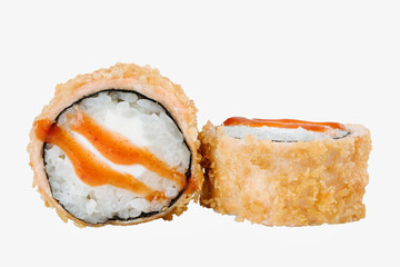 Fresh japanese sushi rolls isolated
