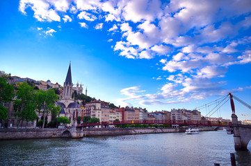 Lyon, France and the architecture along the Saone River.