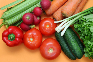vegetables on a wooden background