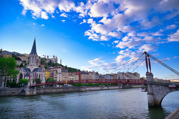Lyon, France and the architecture along the Saone River.