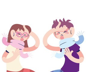 couple young with virus symptoms