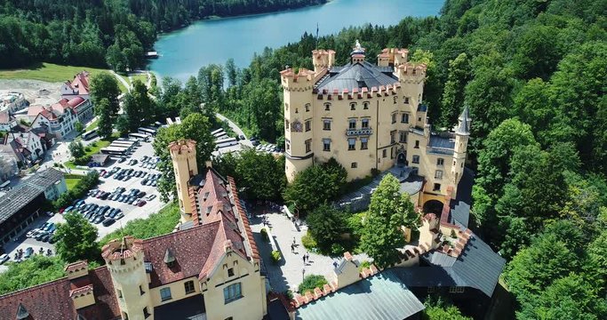 An aerial view of Schloss Hohenschwangau in F&uuml;ssen, Germany