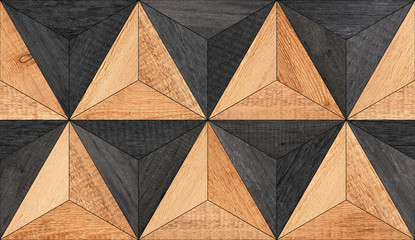 Black and brown seamless wooden floor with triangle pattern.  Wood texture background.
