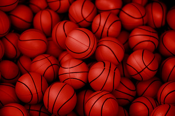 lots of red basketball balls