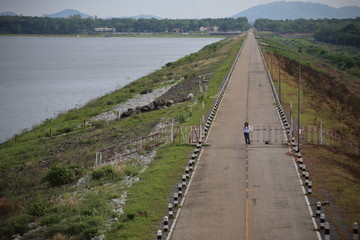 Women standing on the reservoir road