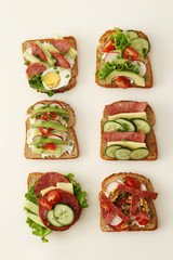 set of vegetable sandwiches on the table