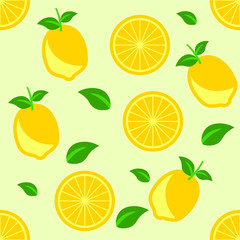Lemon repeat pattern background green yellow fabric gift wrap wall texture vector