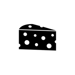Cheese icon vector illustration isolated on white. Black food silhouette.