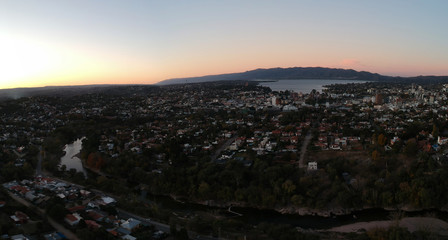 Panoramic city sunset