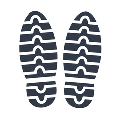 Walking footprints and steps of human shoes and feet black icon on white like elements for design, stock vector illustration