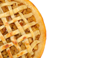 Tasty apple pie isolated on white background. Homemade food