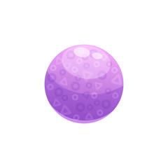 vector icon of the violet planet of the solar system, cartoon sticker for teaching astronomy, space for children in school online, uranus with spots on the surface, shiny ball isolated on white eps 10