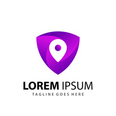 Awesome Gradient Shield Location Pin Logo Designs Template Premium