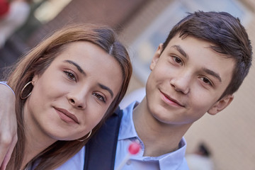 brother and sister back to school smile joy