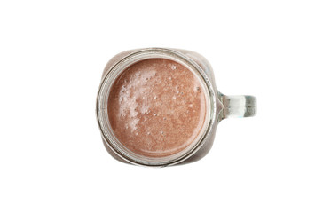 Glass of chocolate milkshake isolated on white background