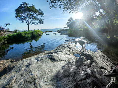 Diyaluma waterfall, the second largest waterfall in Sri Lanka
