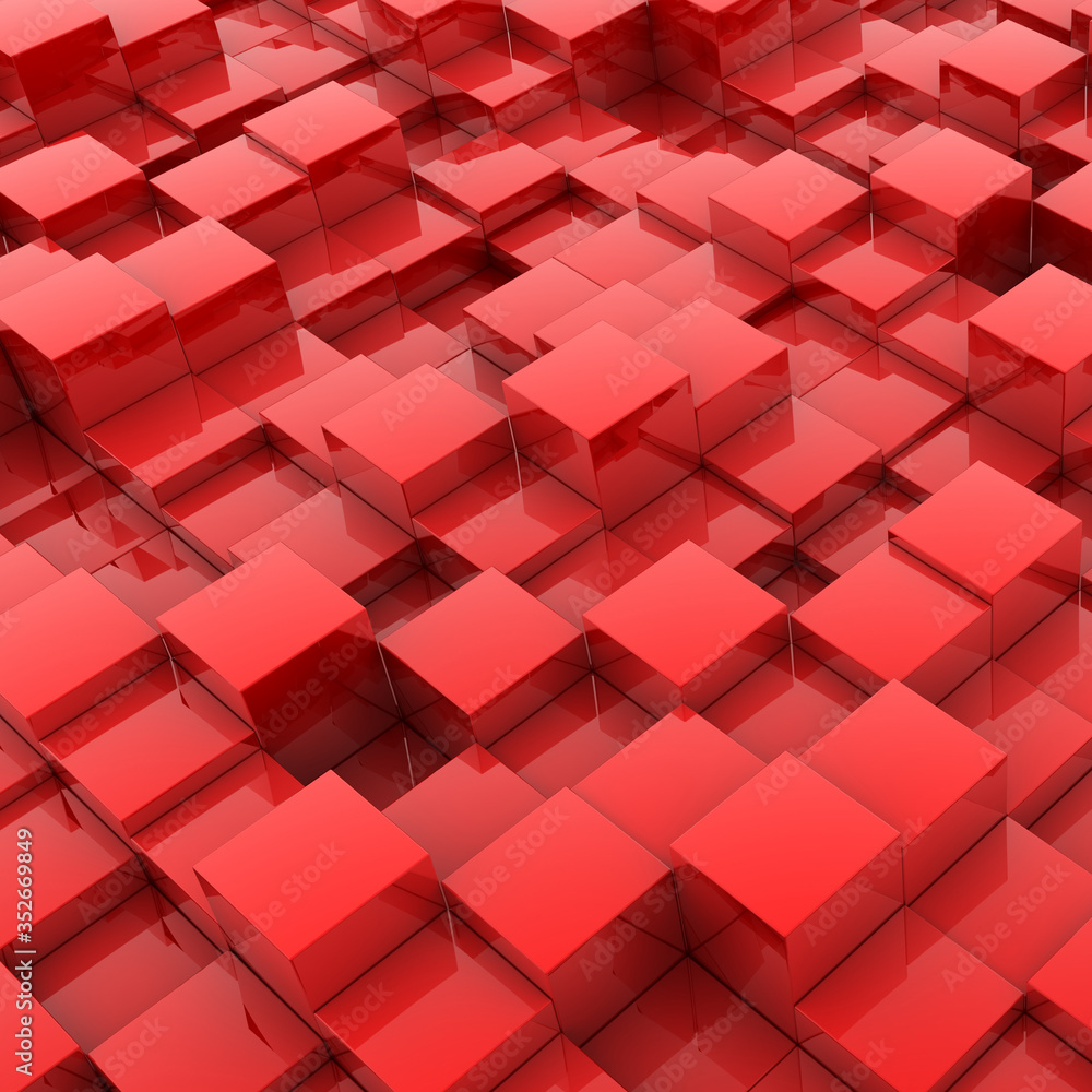 Aufkleber infinite cubes on a plane, original 3d rendering
