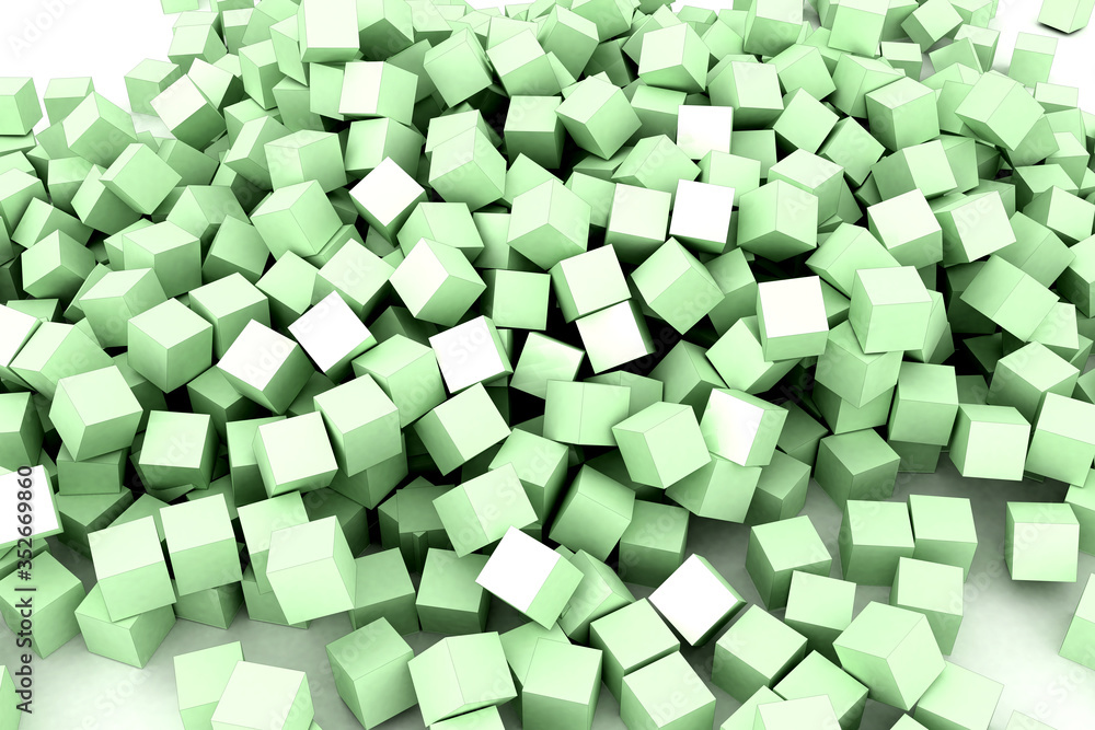 Poster infinite cubes on a plane, original 3d rendering