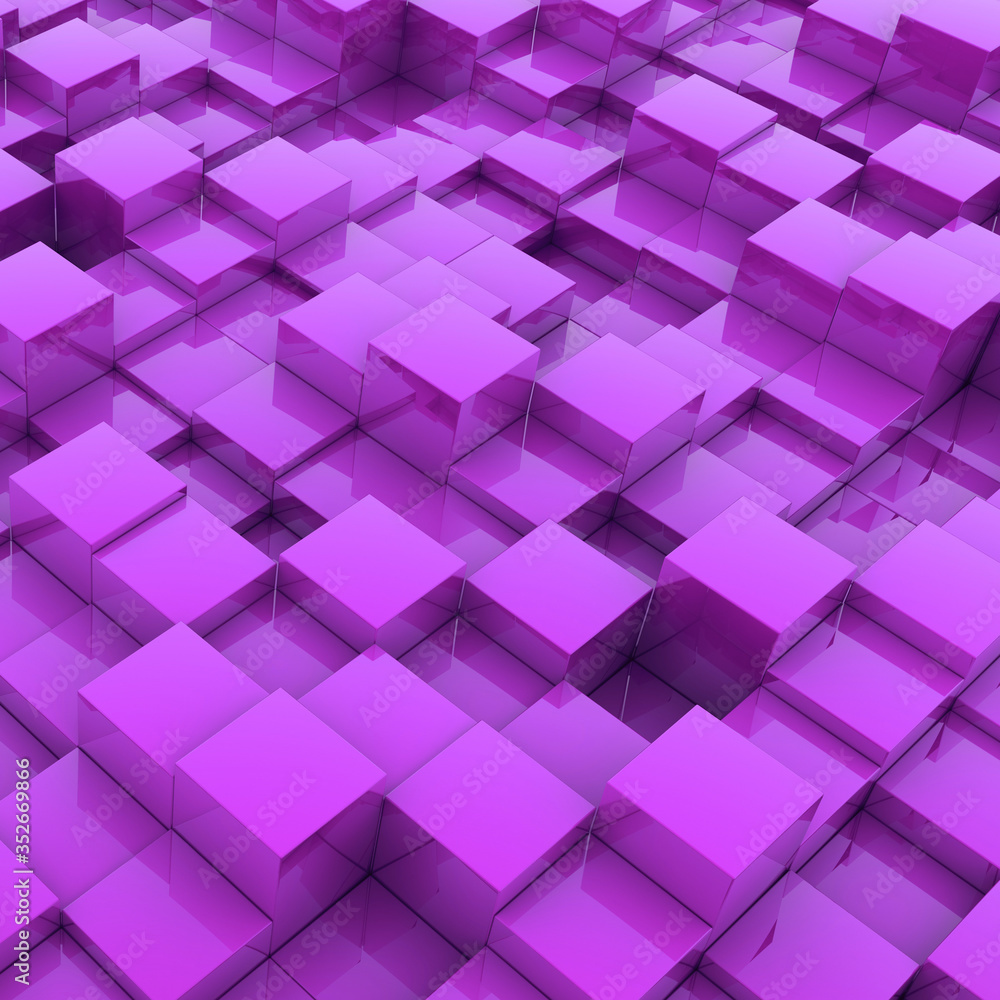 Poster infinite cubes on a plane, original 3d rendering