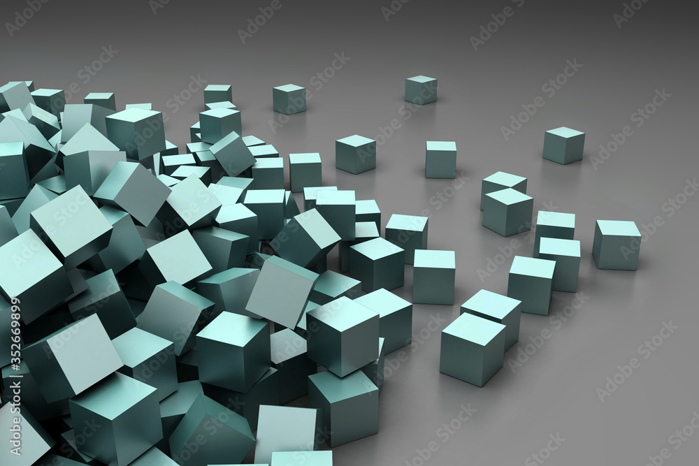 Aufkleber infinite cubes on a plane, original 3d rendering