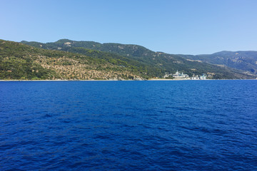 Fototapeta premium Landscape of Mount Athos at the Holy Mountain, Greece
