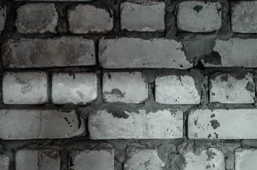 White brick wall closeup. Brick background