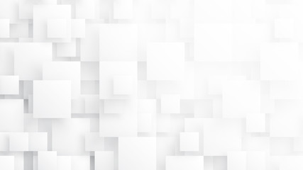 Rendered 3D Different Size Squares Technology Minimalist White Conceptual Abstract Background. Tech Clear Blank Subtle Textured Backdrop. Science Technology Tetragonal Blocks Structure Light Wallpaper