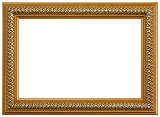 Golden photo frame highlighted on a white background