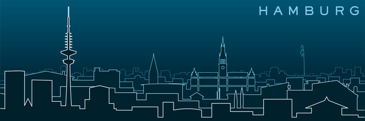 Hamburg Multiple Lines Skyline and Landmarks