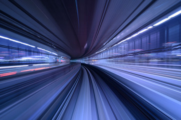 abstract motion blurred long exposure train, Futuristic background.