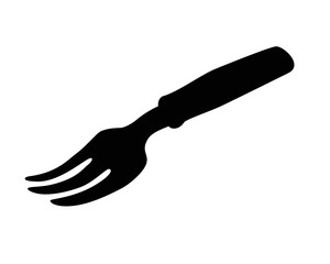 Root separator silhouette. Garden little pitchfork for separation of roots - vector black silhouette for logo or pictogram. Sign or icon - pitchfork for planting plants. Gardening.