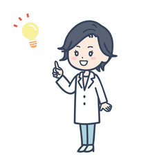 Fototapeta premium 閃く女性医師 ポーズ イラスト