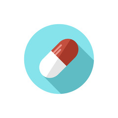 red and white pill medicine flat design