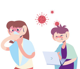 couple sick with pandemic covid 19