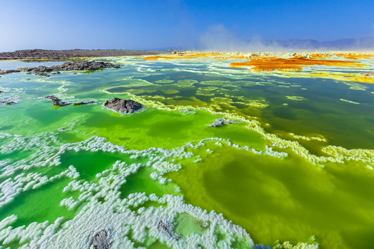 danakil depression dallol volcano colorful acid sulfur lake