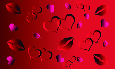 wallpaper with hearts and kisses