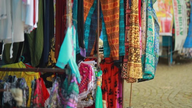 Colorful handmade souvenirs for sale in local street market in fort kochi, kerala, India. Close up