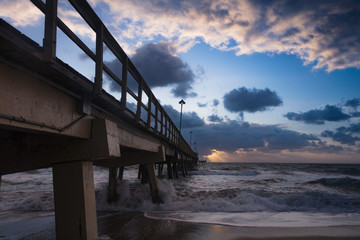 Pompano Beach Pier Broward County Florida by sunrise