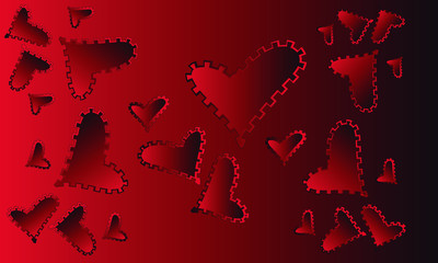 Red wallpaper with several red hearts