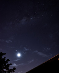 Night Landscape with Milky Way, Jupiter, Moon, Saturn and Mars