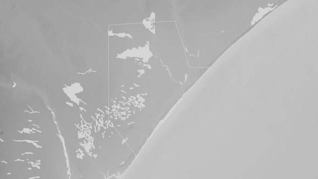 Jubbada Hoose, Somalia - outlined. Grayscale