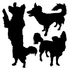  silhouettes of a small dog  vector