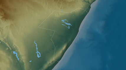 Mudug, Somalia - outlined. Relief