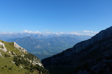 Fototapeta na wymiar Swiss Alps view on a Sunny Day