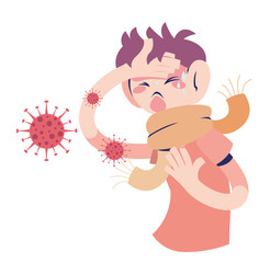 young man with coronavirus symptoms