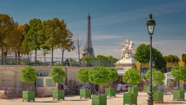 paris city sunny day park tower view timelapse panorama 4k france