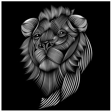 lion  vector line art for t-shirt or logo designs