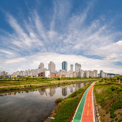 Fototapeta premium This is the skyscrapers of Cheongna International City, Incheon, Korea.